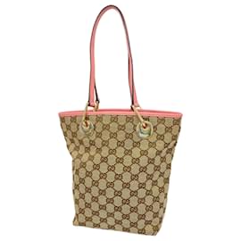 Gucci-Gucci Tote Bag GG Canvas-Brown,Pink