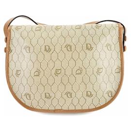 Christian Dior-Christian Dior Honeycomb Shoulder Bag-Brown,Beige