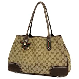 Gucci-Gucci Tote Bag GG Canvas Princess-Brown