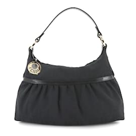 Fendi-Fendi Zucca Pattern Canvas Shoulder Bag-Black