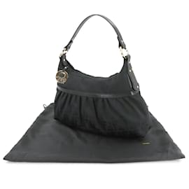 Fendi-Fendi Zucca Pattern Canvas Shoulder Bag-Black