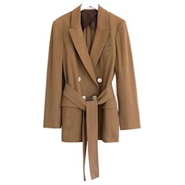 Autre Marque-Barbara Casasola Khaki Silk Mix Twill Safari Jacket-Brown