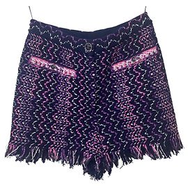 Pantalones cortos de tweed multicolor con flecos Chanel 21P FR 36 Multicolor