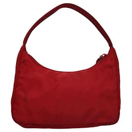 Prada-PRADA Accessory Pouch Nylon Red Silver Auth sw304-Silvery,Red