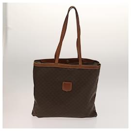 Céline-CELINE Macadam Canvas hand Clutch Bag PVC Leather 5Set Brown Beige Auth ki5555-Brown,Beige