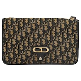 Christian Dior-Christian Dior Trotter Canvas Shoulder Bag Navy Auth 117876-Navy blue