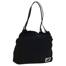 Fendi-FENDI Tote Bag Nylon Black Silver Auth ep8593-Black,Silvery