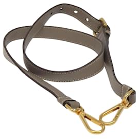 Prada-PRADA Adjustable Shoulder Strap Leather 34.6""-38.6"" Gray Gold Auth 117558-Brown,Golden
