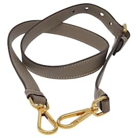 Prada-PRADA Adjustable Shoulder Strap Leather 34.6""-38.6"" Gray Gold Auth 117558-Brown,Golden