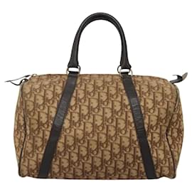Christian Dior-Christian Dior Trotter Canvas Boston Bag Brown Auth 118125-Brown