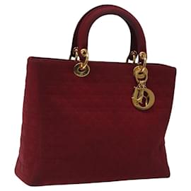 Christian Dior-Christian Dior Canage Hand Bag Nylon Red Gold Auth yk17916-Red,Golden