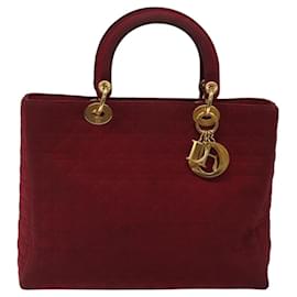 Christian Dior-Christian Dior Canage Hand Bag Nylon Red Gold Auth yk17916-Red,Golden