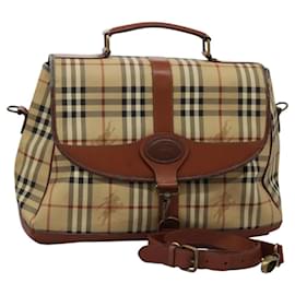 Autre Marque-Burberrys Nova Check Boston Bag PVC 2way Beige Auth MX139-Beige