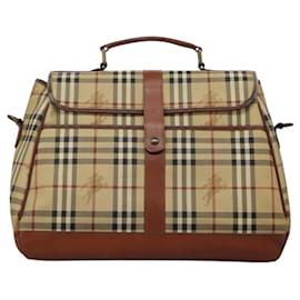 Autre Marque-Burberrys Nova Check Boston Bag PVC 2way Beige Auth MX139-Beige