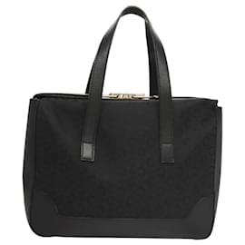 Céline-CELINE C Macadam Canvas Hand Bag Black Silver Auth bs24420-Black,Silvery
