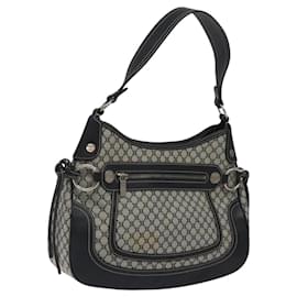 Céline-CELINE Macadam Canvas Shoulder Bag Gray Silver Auth 118368-Brown,Silvery
