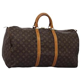 Louis Vuitton-LOUIS VUITTON Monogram Keepall 55 Boston Bag M41424 LV Auth BD1588-Monogram