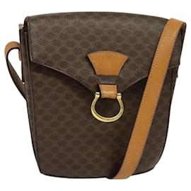 Céline-CELINE Macadam Canvas Shoulder Bag PVC Leather Brown Gold Auth yk17805-Brown,Golden
