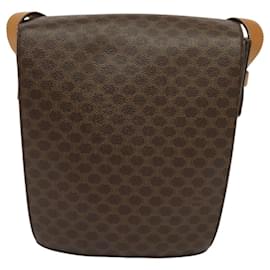 Céline-CELINE Macadam Canvas Shoulder Bag PVC Leather Brown Gold Auth yk17805-Brown,Golden