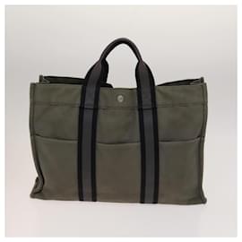 Hermès-HERMES Fourre Tout Sac Tote Toile 5Set Noir Gris Rouge Auth ki5556-Marron,Noir,Rouge