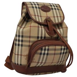 Autre Marque Mochila Burberrys Nova Check de cuero PVC beige Auth 117436 Beige