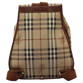 Autre Marque-Burberrys Nova Check Backpack PVC Leather Beige Auth 117436-Beige