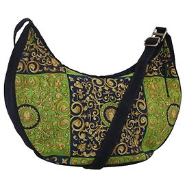 Sac à épaule en toile verte Auth 118063 VERSACE Vert