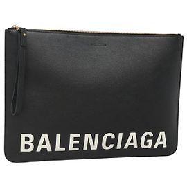 Bolsa de mão BALENCIAGA em couro preto e dourado 630626 Auth sw281 Preto Dourado