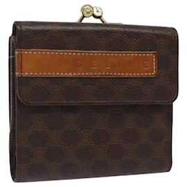Céline-CELINE Macadam Canvas Compact Wallet PVC Leather Brown Auth yk17906-Brown