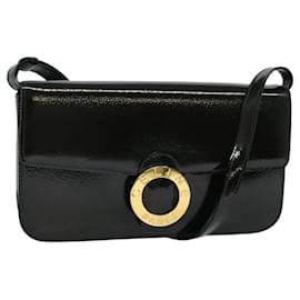 Céline-CELINE Circle Shoulder Bag Enamel Green Gold Auth 117994-Golden,Green