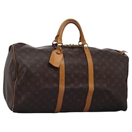 Louis Vuitton-LOUIS VUITTON Monogram Keepall 55 Boston Bag M41424 LV Auth BD1705-Monogram
