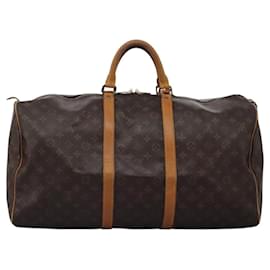 Louis Vuitton-LOUIS VUITTON Monogram Keepall 55 Boston Bag M41424 LV Auth BD1705-Monogram