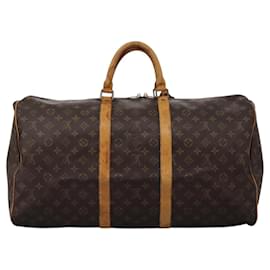 Louis Vuitton-LOUIS VUITTON Monogram Keepall 55 Boston Bag M41424 LV Auth BD1483-Monogram