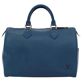 Louis Vuitton-LOUIS VUITTON Epi Speedy 30 Hand Bag Toledo Blue M43005 LV Auth 116551-Blue