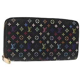 Louis Vuitton-LOUIS VUITTON Monogram Multicolor Zippy Wallet Long Black M60243 LV Auth 117381-Black