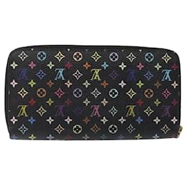 Louis Vuitton-LOUIS VUITTON Monogram Multicolor Zippy Wallet Long Black M60243 LV Auth 117381-Black