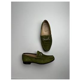 Gucci-GUCCI Ballerines T.EU 37 Suède-Vert