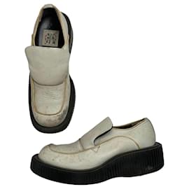 Jean Paul Gaultier-JEAN PAUL GAULTIER Ballerines T.EU 39 Cuir-Blanc