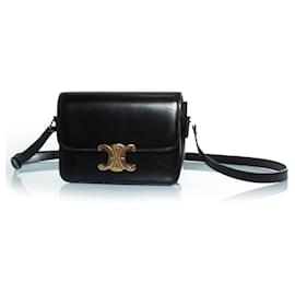Céline-Celine, Teen triomphe bag in black shiny calfskin leather-Black
