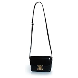 Céline-Celine, Teen triomphe bag in black shiny calfskin leather-Black