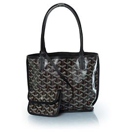 Goyard, borsa in pelle Anjou nera e marrone Marrone Nero