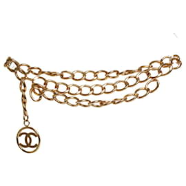 Chanel, vergoldeter Metallgürtel 93 - Halskette mit CC-Logo Golden