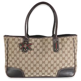 Gucci-Gucci Beige GG Canvas Medium Princy Tote-Brown,Beige
