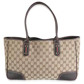 Gucci-Gucci Beige GG Canvas Medium Princy Tote-Brown,Beige