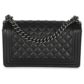Chanel-Chanel Black Quilted Old Medium Boy Bag-Black