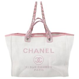 Chanel-Sac Deauville Moyen Chanel-Rose,Blanc