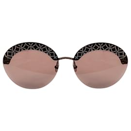 Alaïa-Alaia Brown / Ruthenium AA0032S Round Sunglasses-Brown