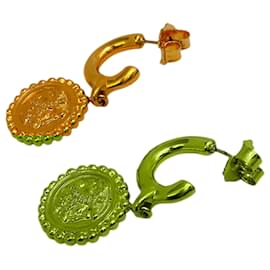 Fendi-Fendi Vintage Gold Plated Coin Drop Earrings-Golden