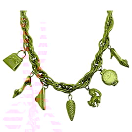 Fendi-Fendi Vintage Gold Plated Charm Necklace-Golden