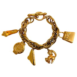 Fendi-Fendi Vintage Gold Plated Charm Bracelet-Golden